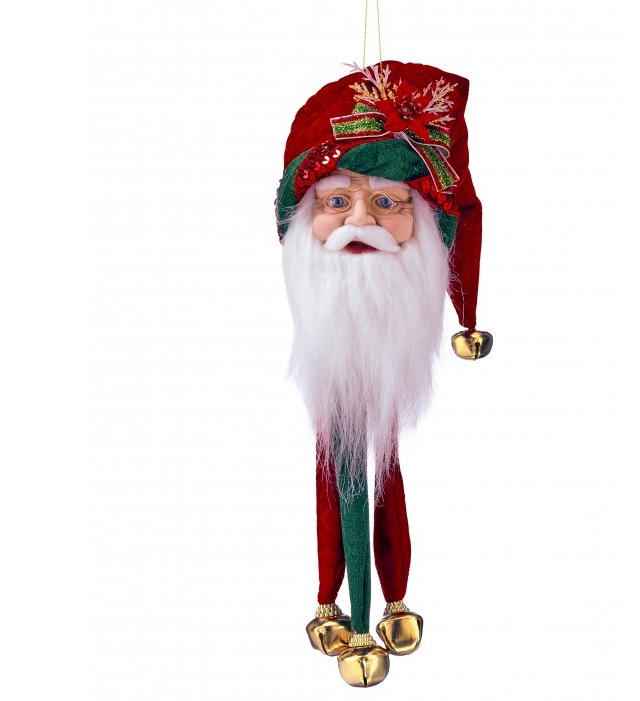 12" Velvet Santa Head Ornament