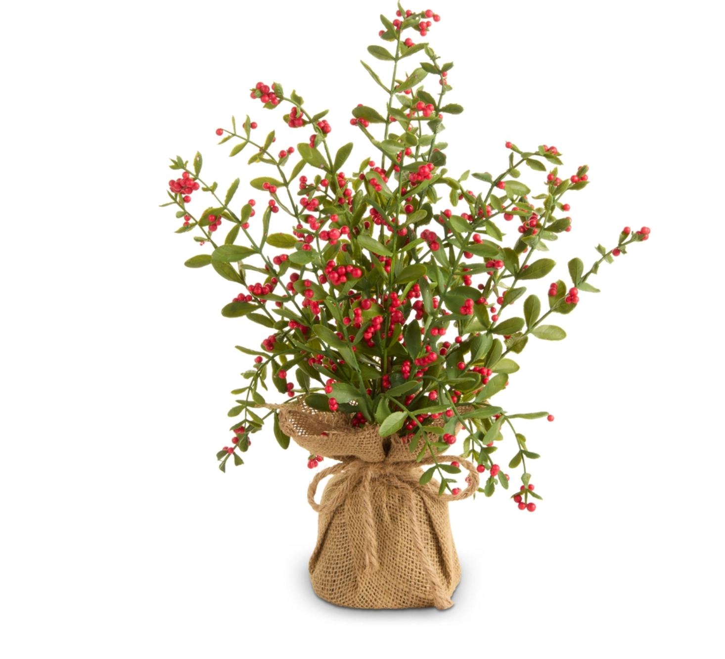 16" Red Berry Tree in Burlap Bag
