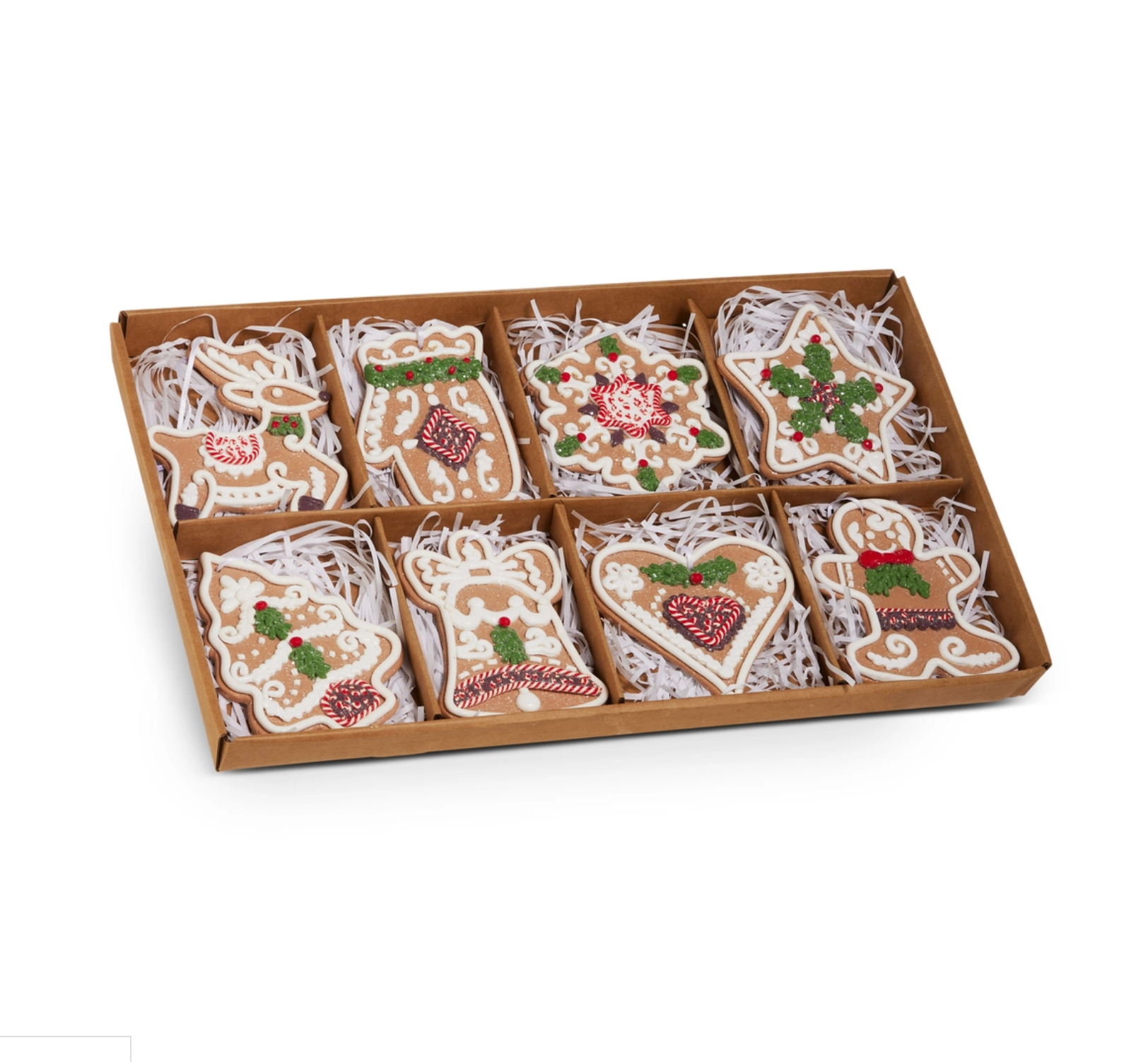 Box of Decorated Gingerbread Cookie Ornaments – Set of 8