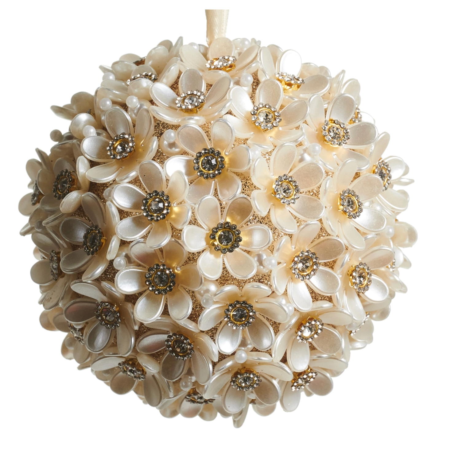 5" Pearl Floral Ball Ornament