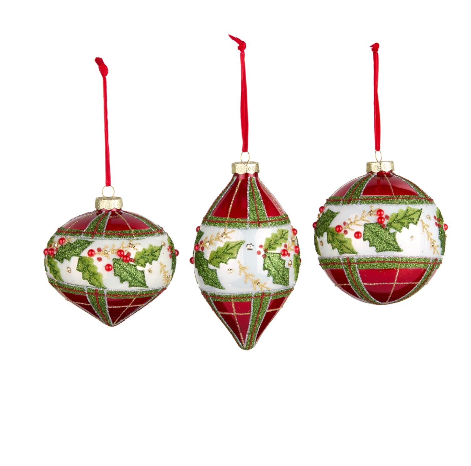 Plaid Holly Ornament