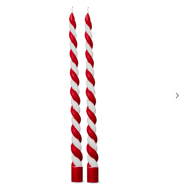 S/2 Christmas Twist Taper Candles