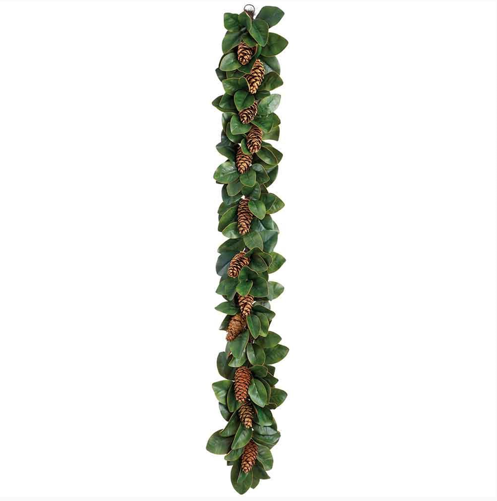 6' Magnolia Leaf & Pine Cone Garland