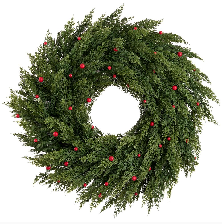 25" Juniper Wreath with Berries