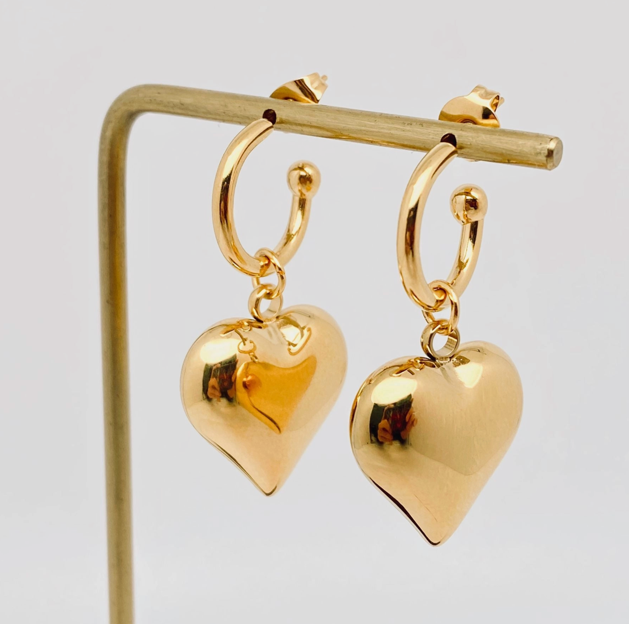 18K Heart Charm Earrings