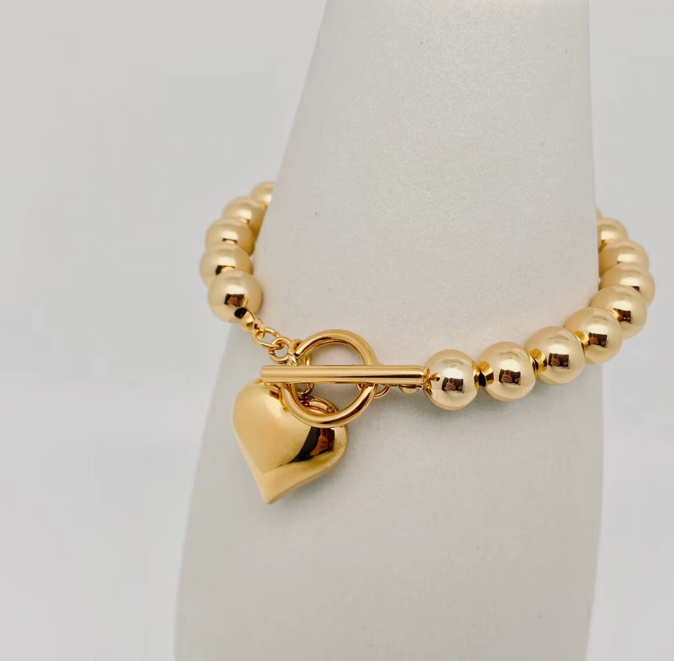 18K Heart Charm Bracelet