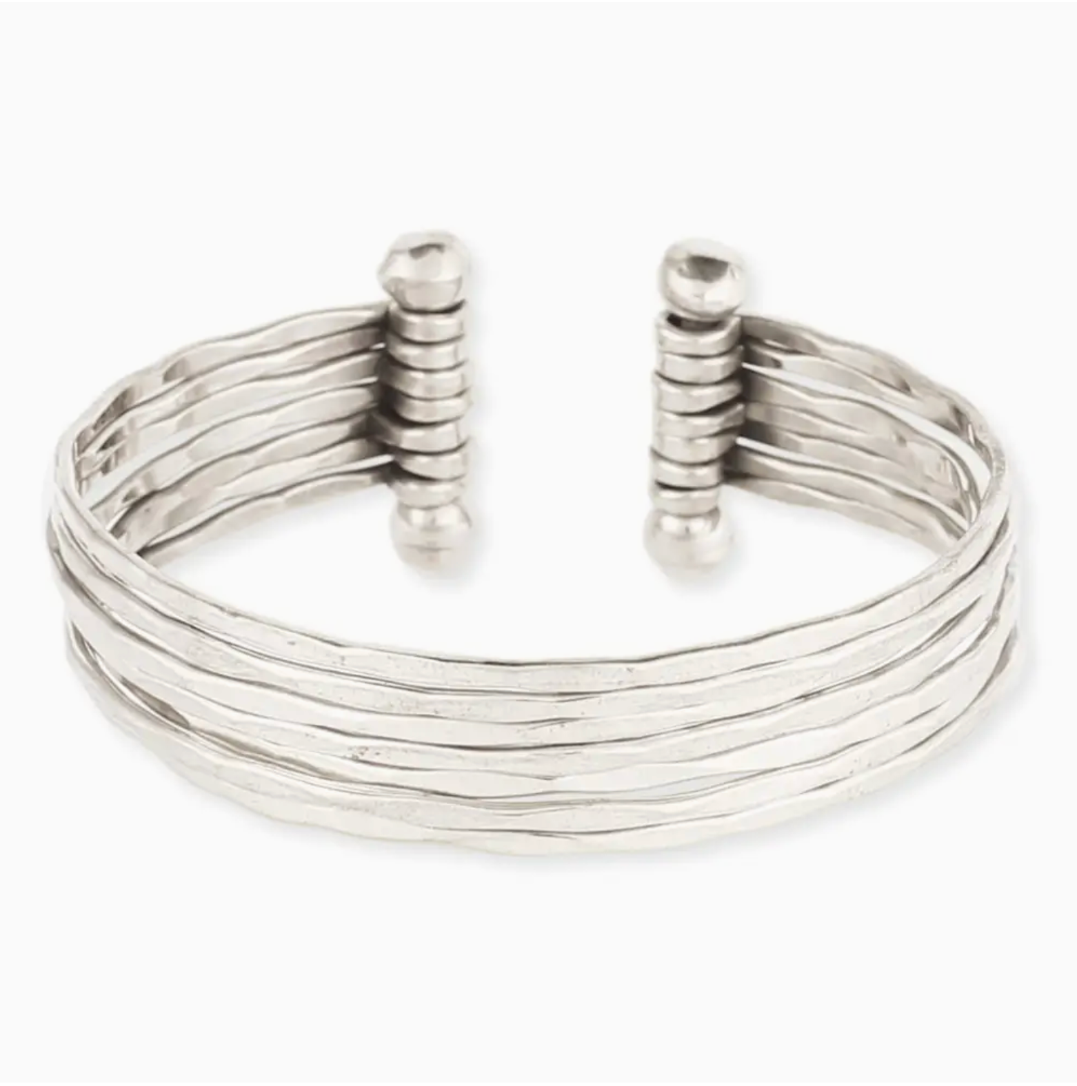 Hammered Silver 7 Line Cuff Bracelet