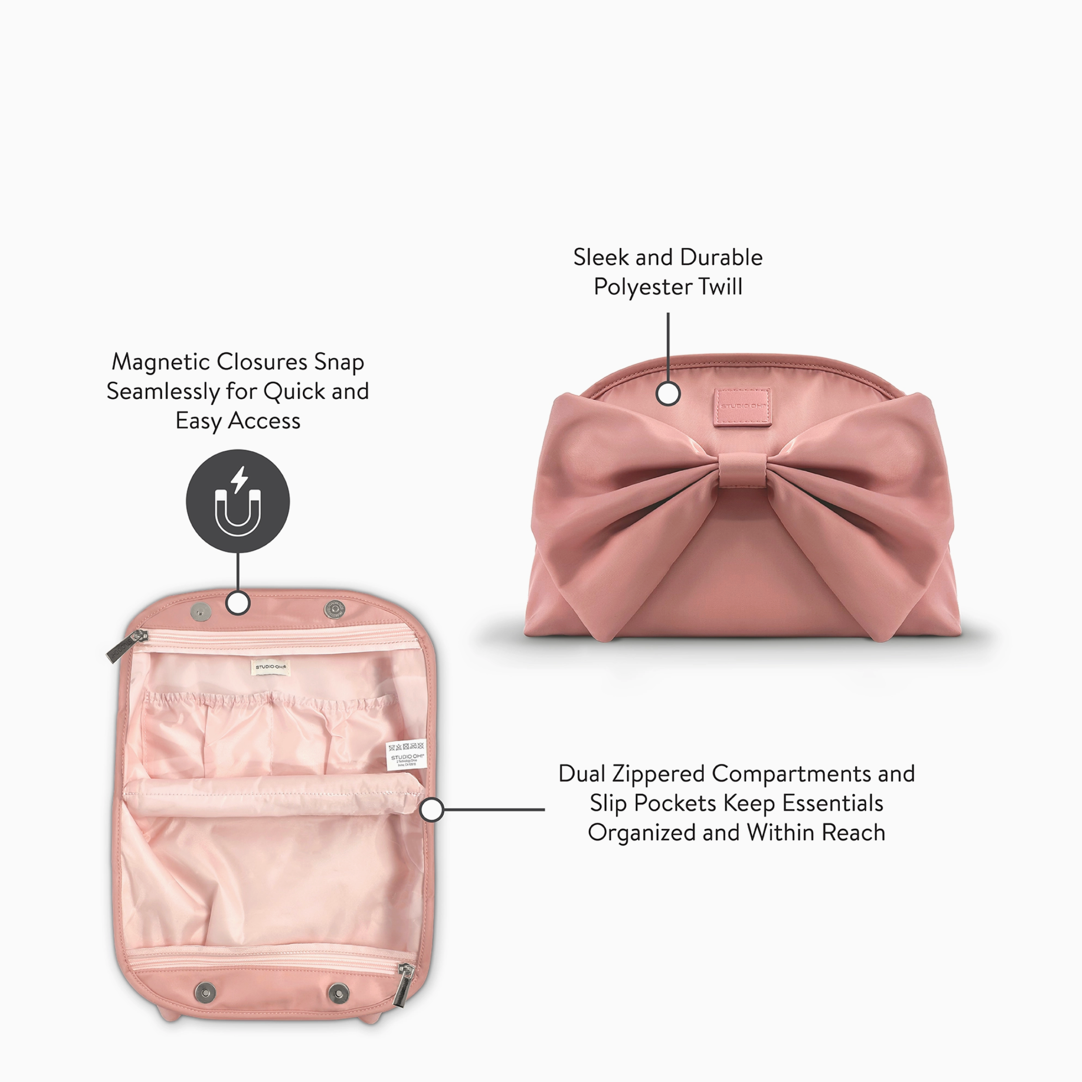 Pink Bow Cosmetic Bag
