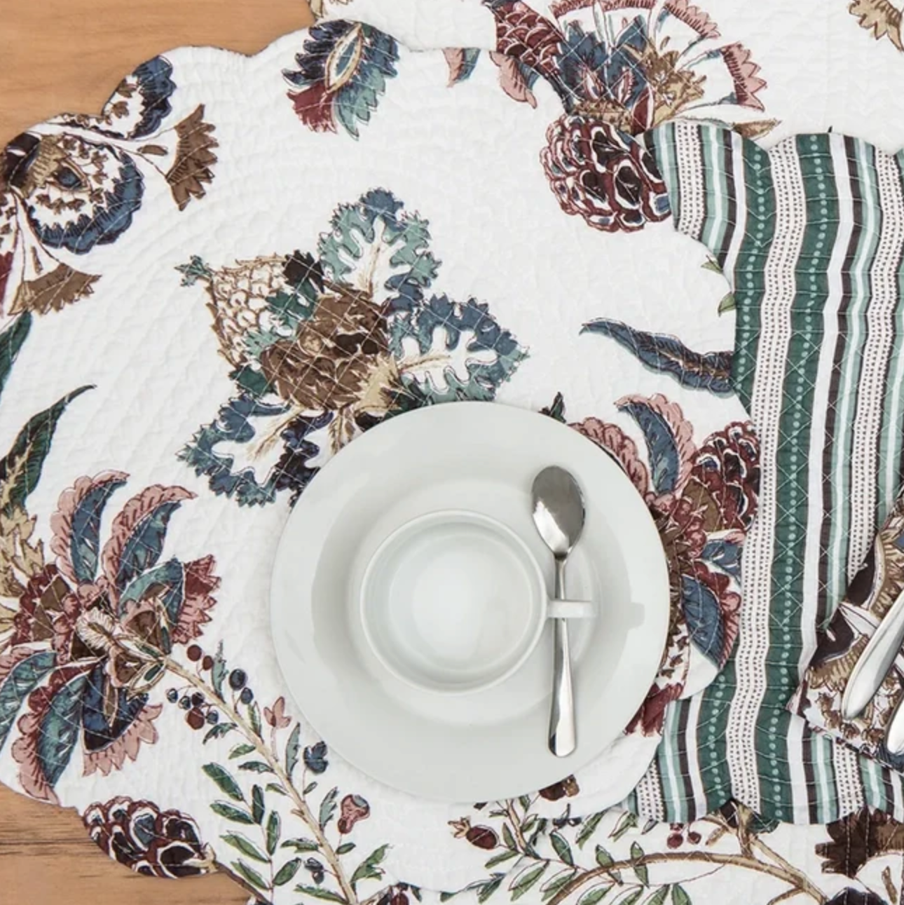 Floral Quilted Round Placemat