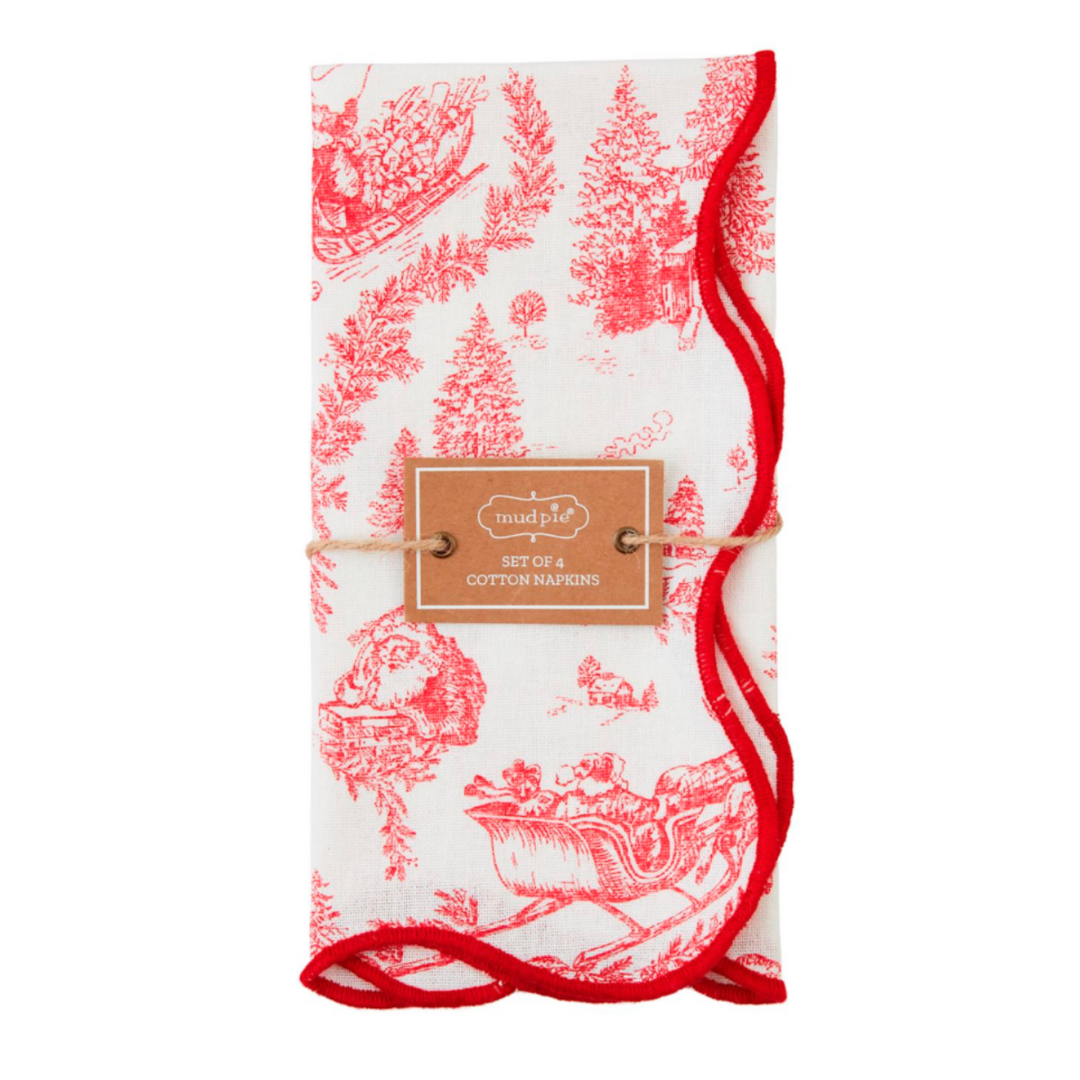 Toile Scalloped Cloth Napkins