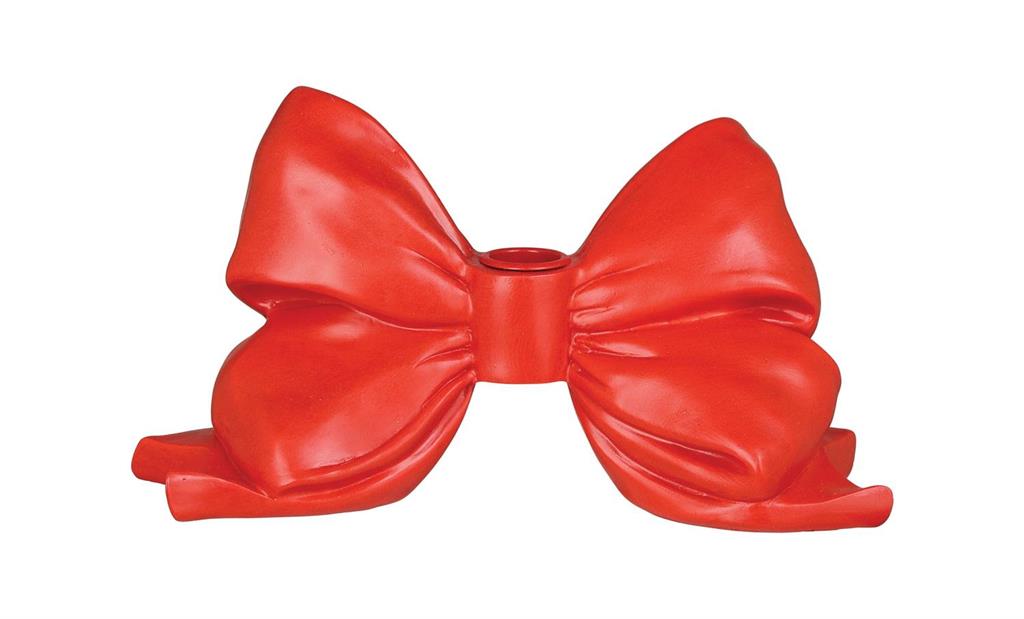 Red Resin Bow Taper Candle Holder