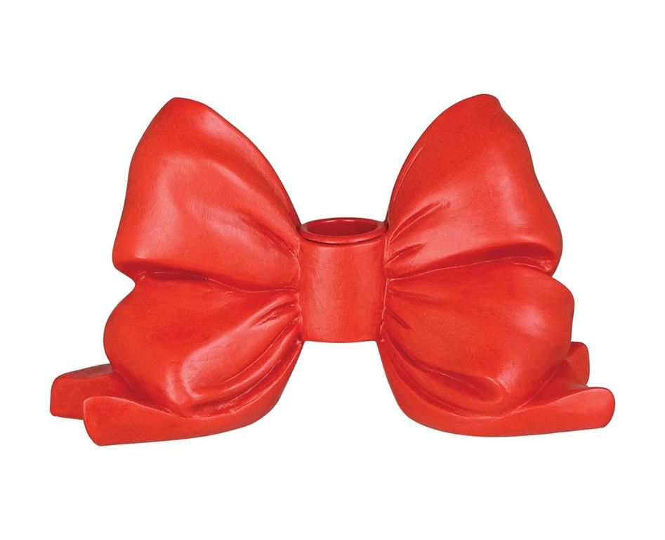 Red Resin Bow Taper Candle Holder
