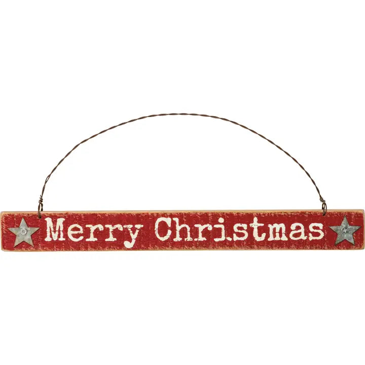 Merry Christmas Rustic Slat Ornament