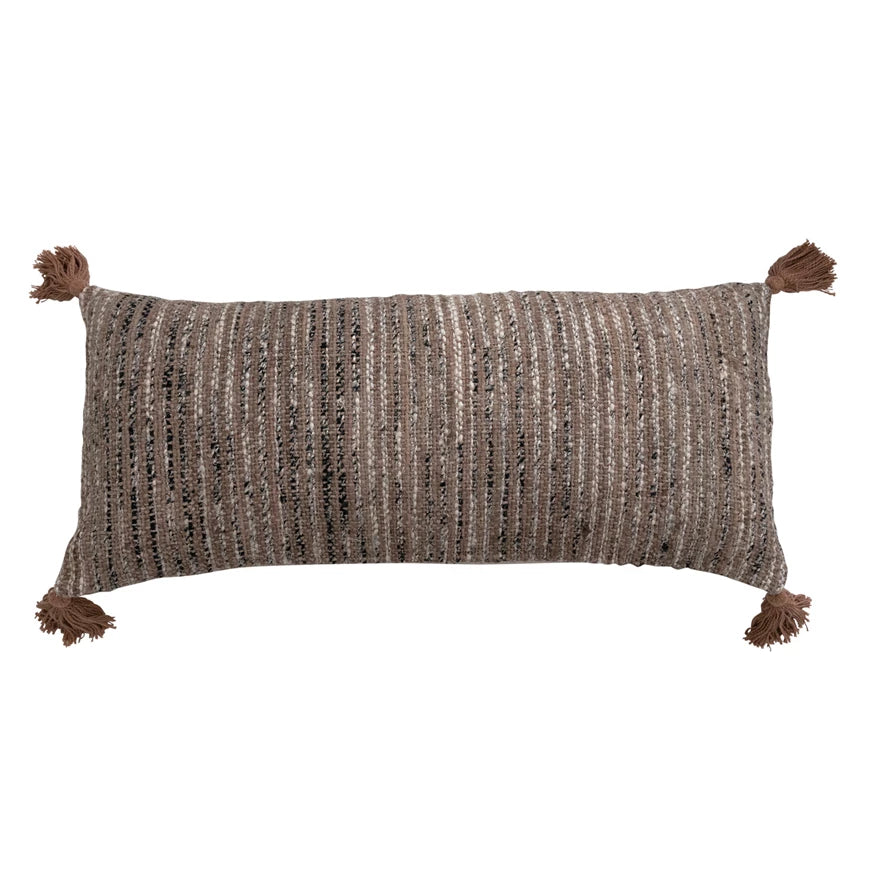 Woven Cotton Striped Lumbar Pillow