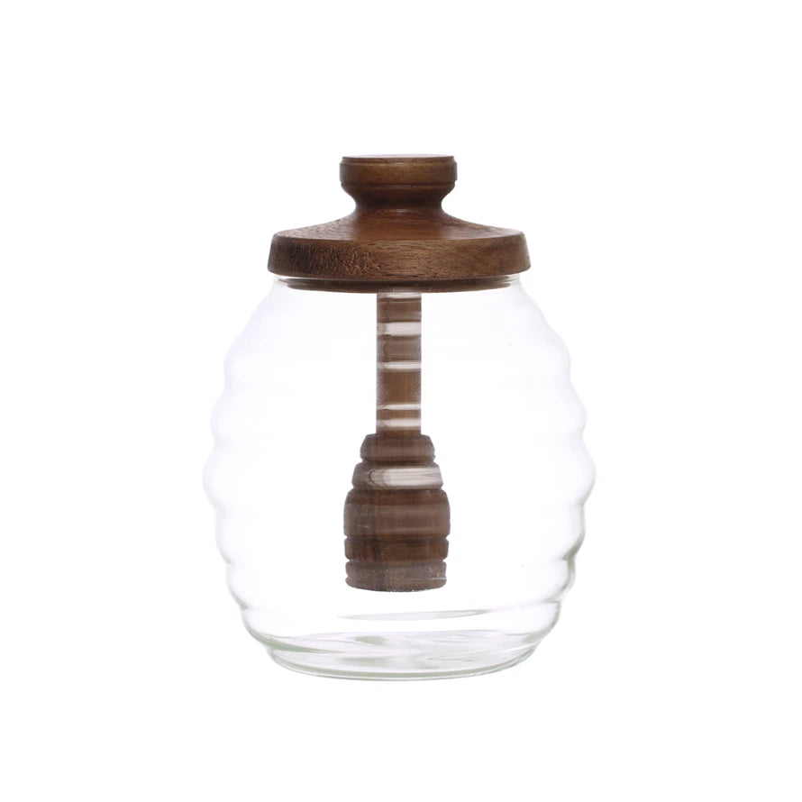 Acacia & Glass Honey Jar
