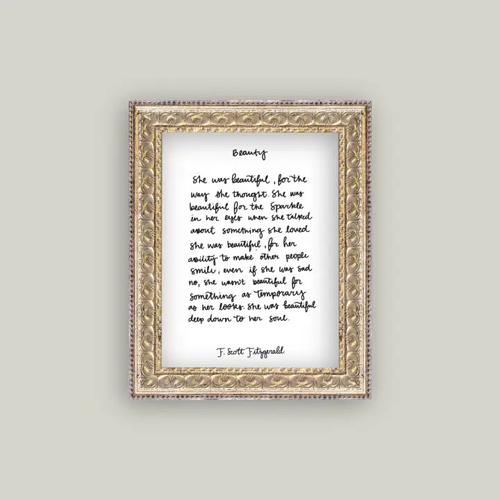 Beauty Script Framed Antique Print
