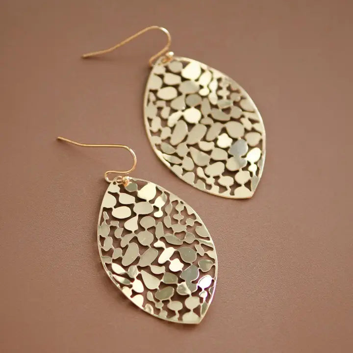 Metal Leaf Drop Earrings