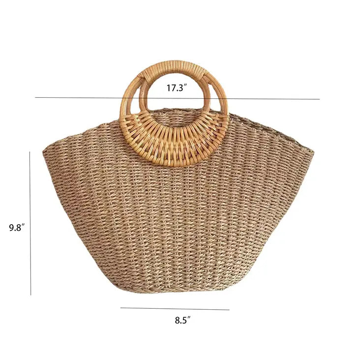 Straw and Rattan Tote Bag