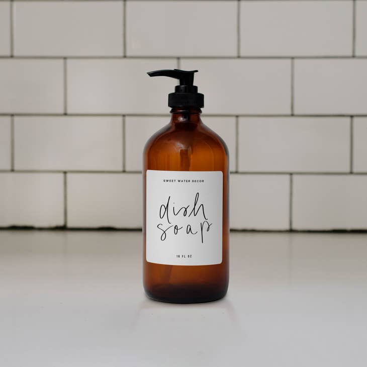 White Label Amber Glass Hand Soap Dispensor