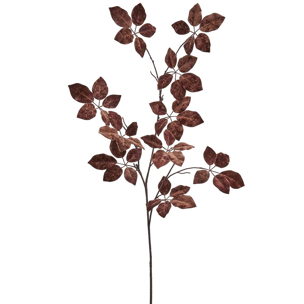 50" Brown Velvet Schefflera Leaf Spray