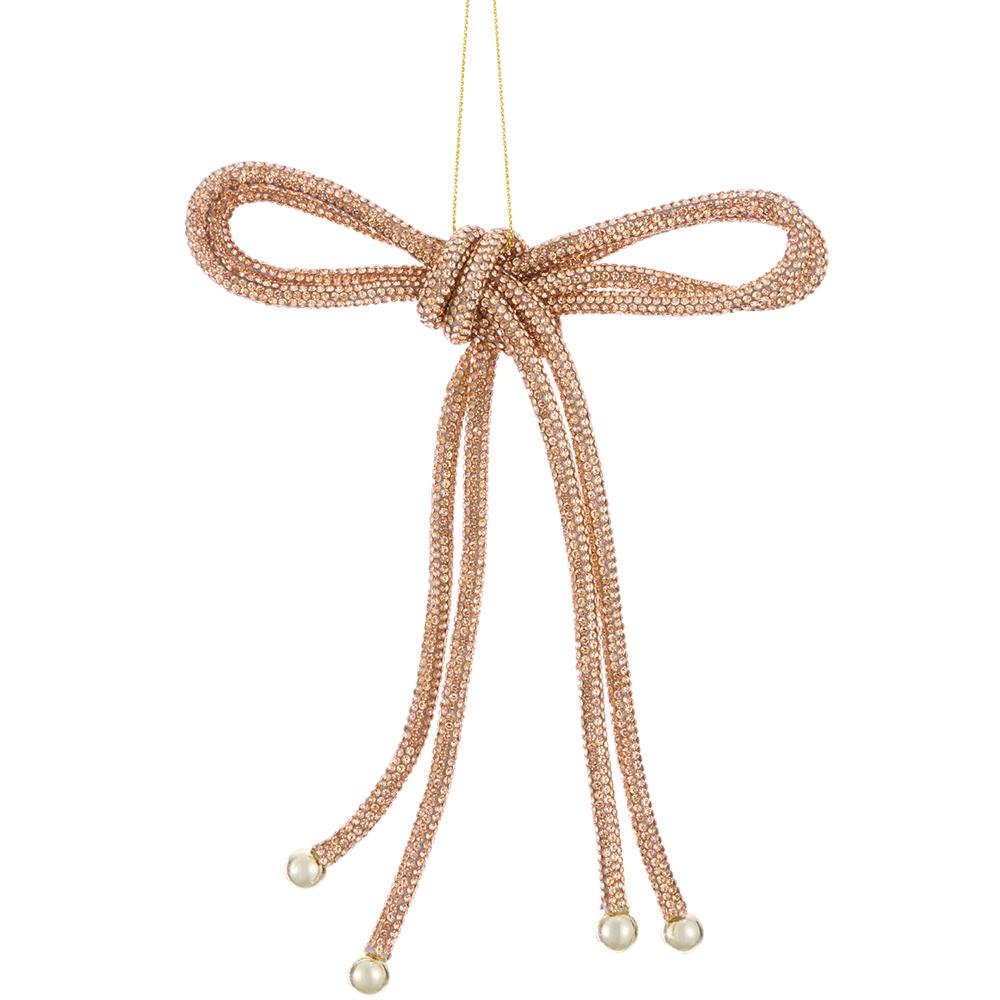 7" Rose Gold Diamond Bow Ornament