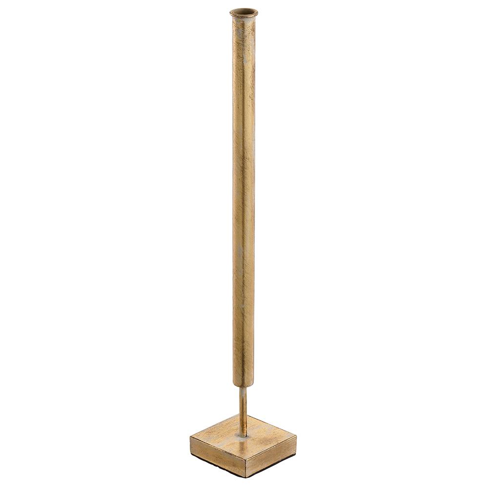 23.5" Antique Gold Metal Tube Holder with Plate