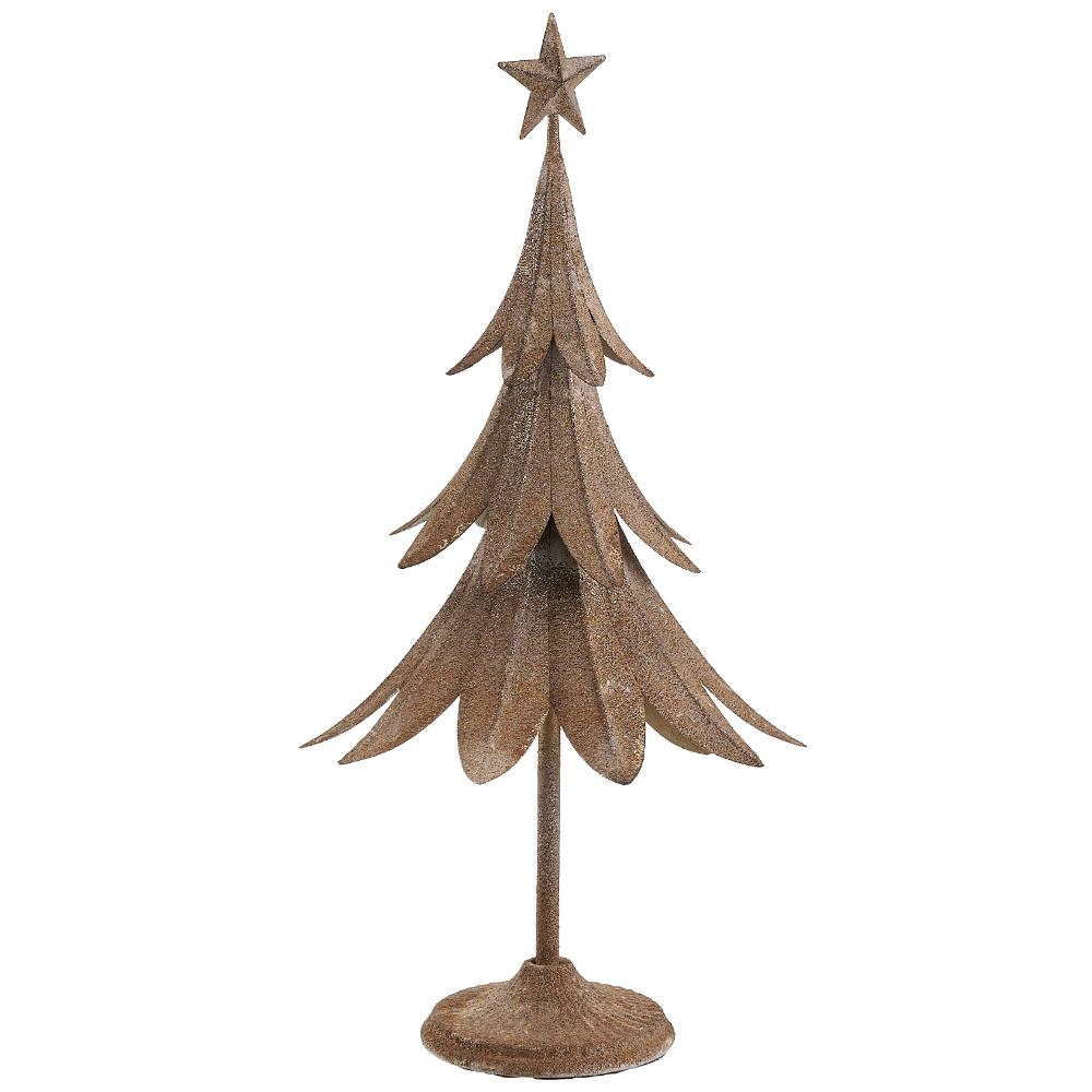 23.5" Rust Metal Tree Tabletop with Star