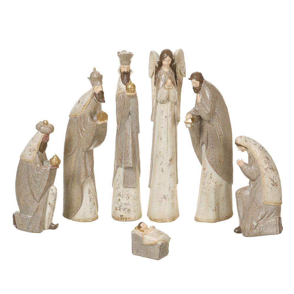 15" Tiffany Cream Nativity Set