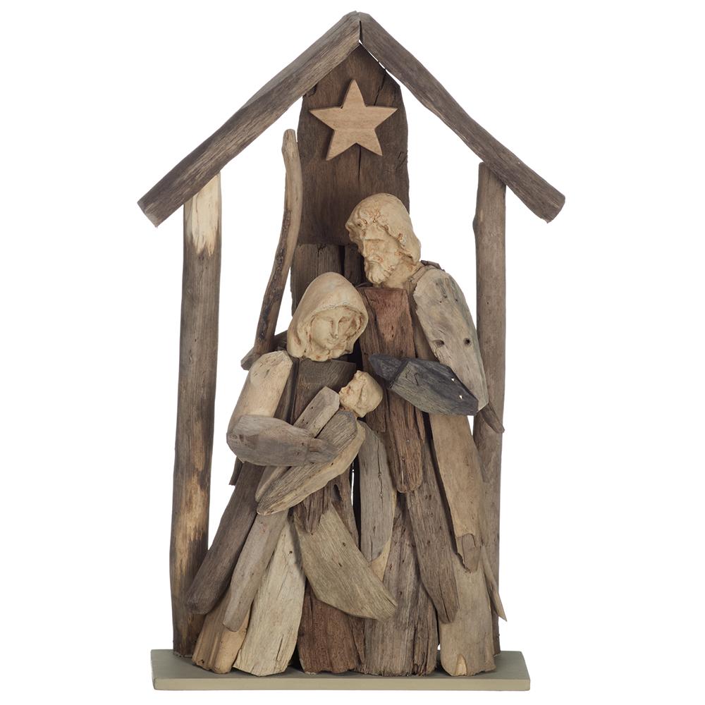 16" Driftwood Holy Family Stable