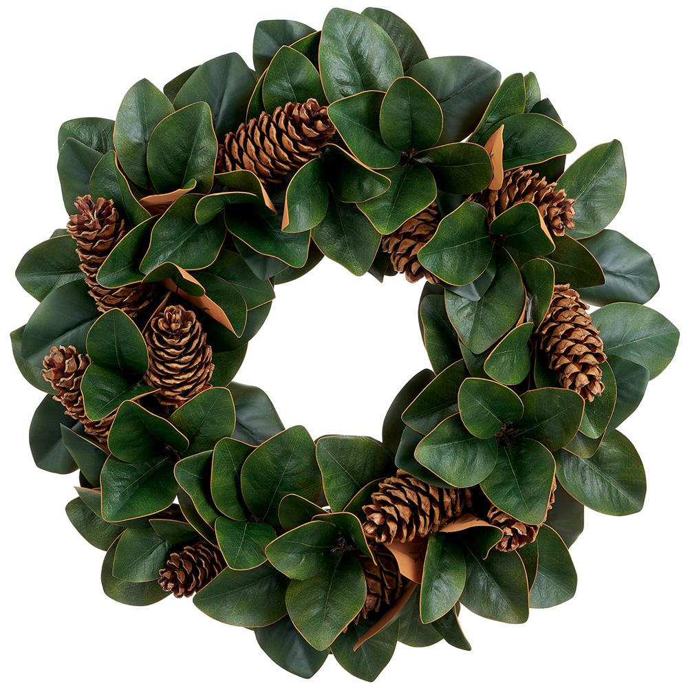 26" Magnolia Leaf & Pine Cone Wreath