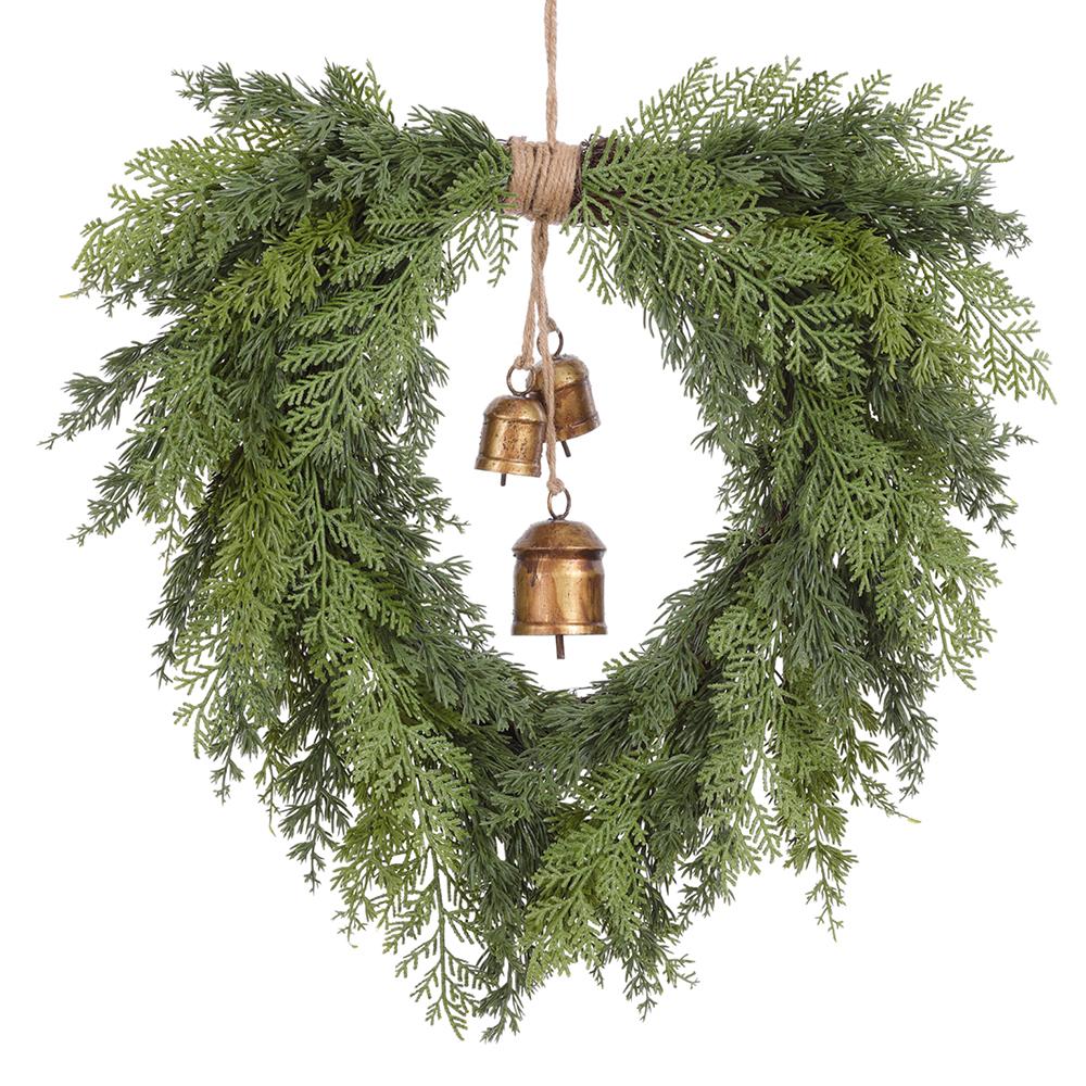 22" Mixed Cypress Wreath W/ Bells