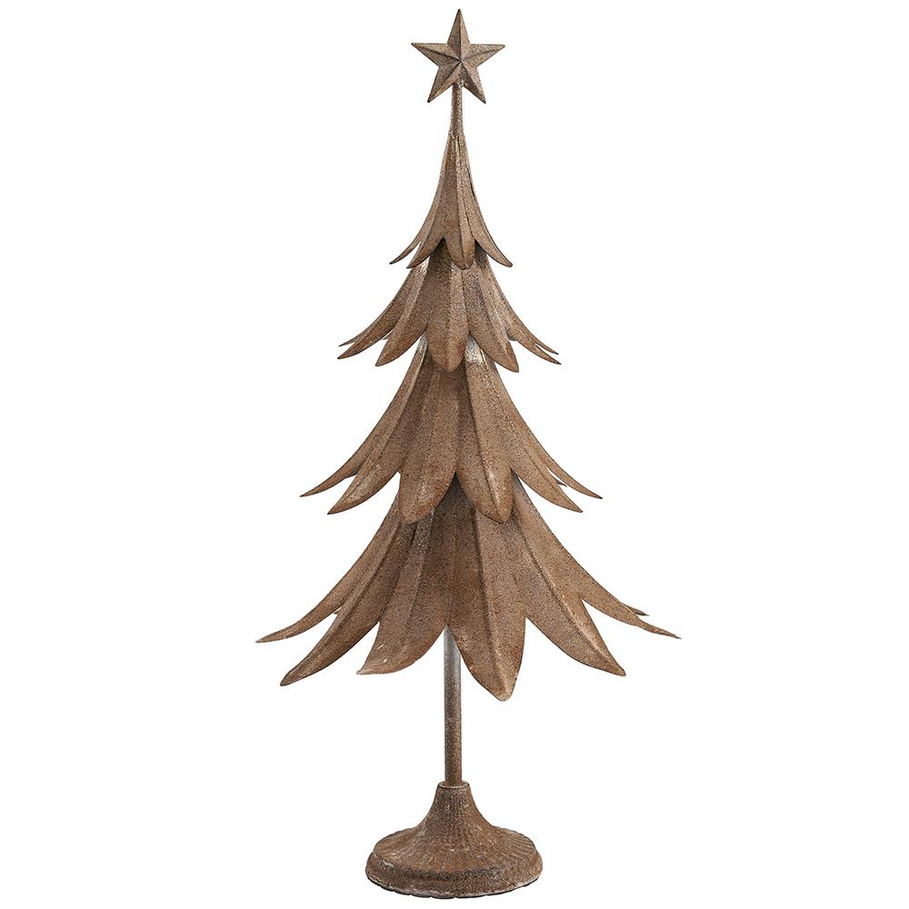 32.5" Rust Metal Tree Tabletop with Star