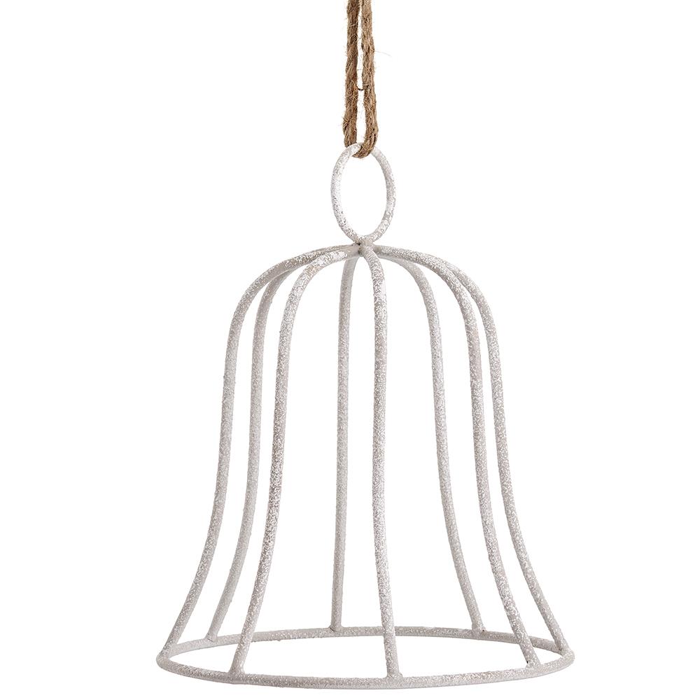 12" Whitewashed Metal Bell Ornament