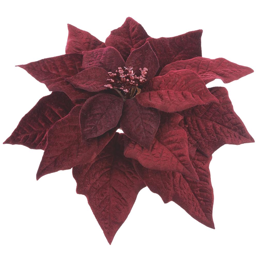 10" Velvet Poinsettia Clip
