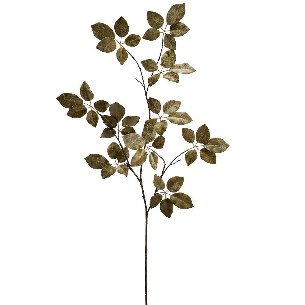 50" Green Velvet Schefflera Leaf Spray