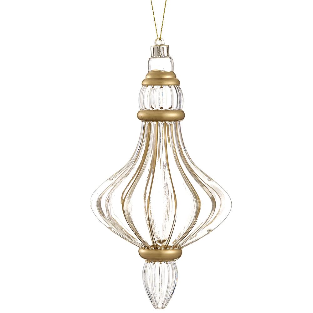 8.5" Clear & Gold Plastic Finial Ornament