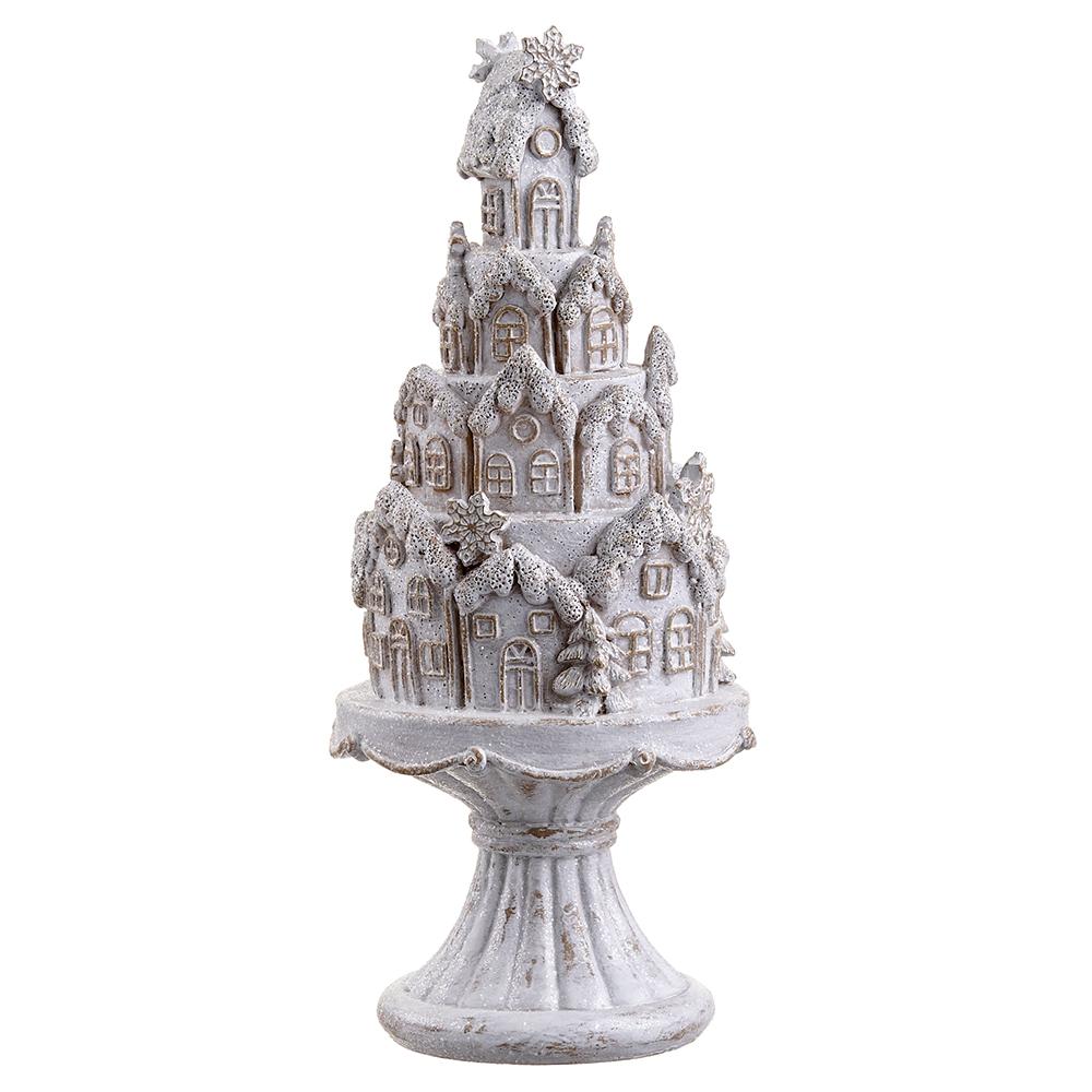 12.5" Antique White Glittered Gingerbread House