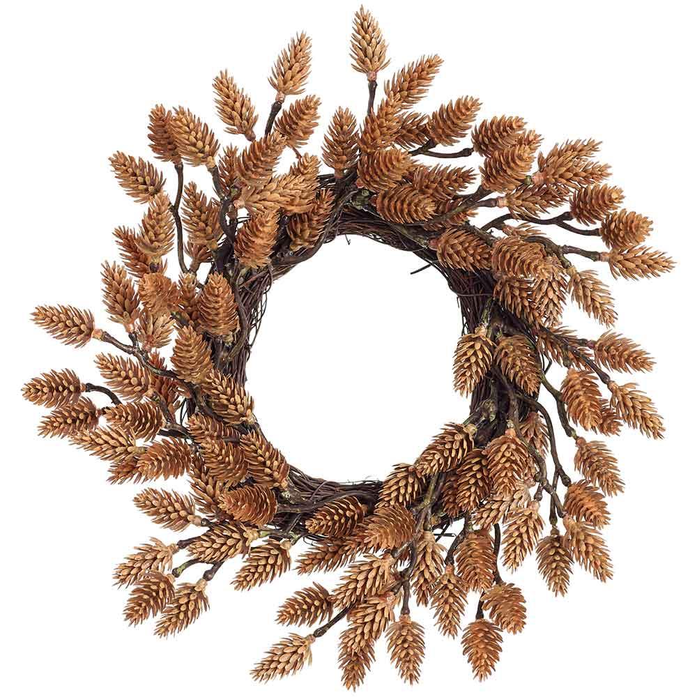 12" Green Plastic Pine Cone Wreath
