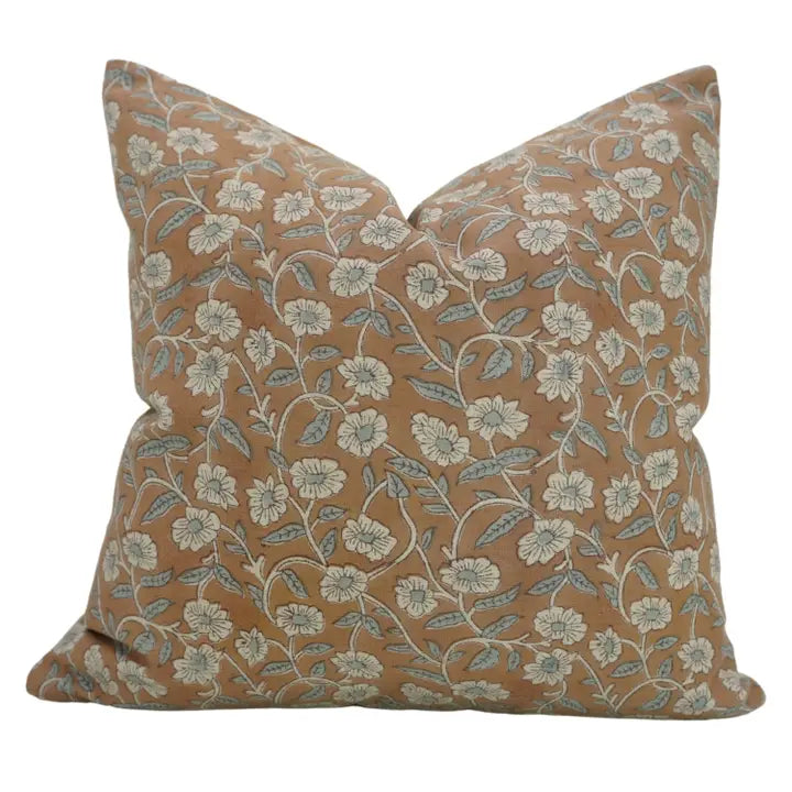 Artistic Block Print Linen Blend Pillow