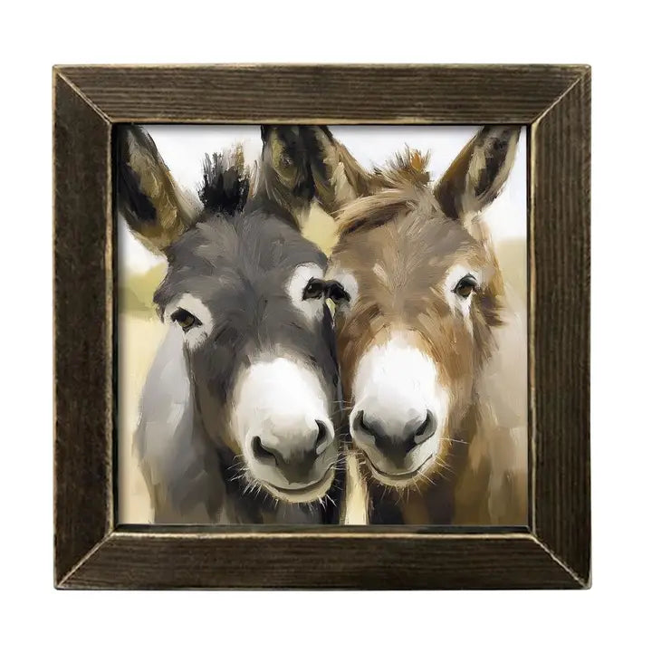 Two Sweet Donkeys Framed Art