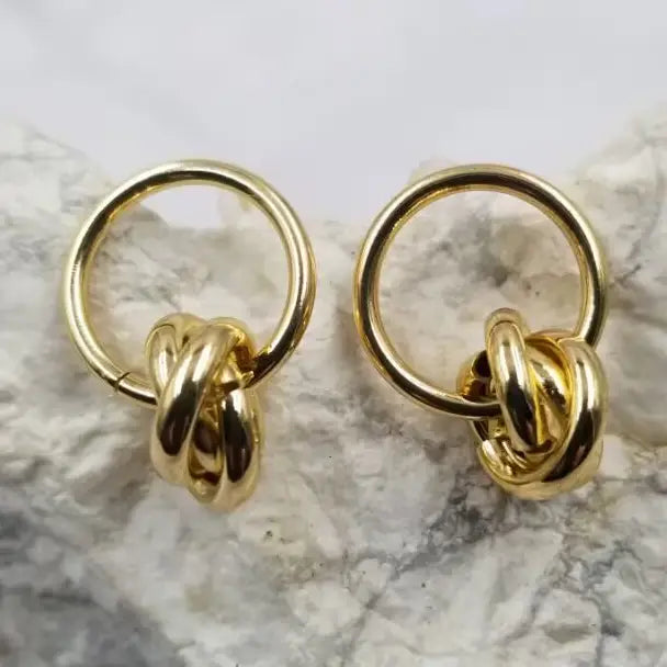 Gold Plated Linked Circles Earrings