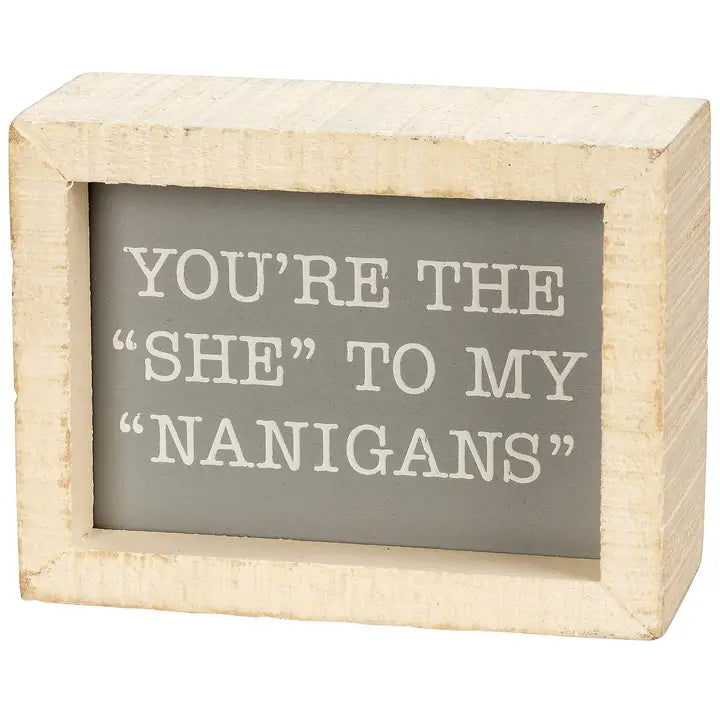 You're the 'She' to My 'Nanigans' Box Sign