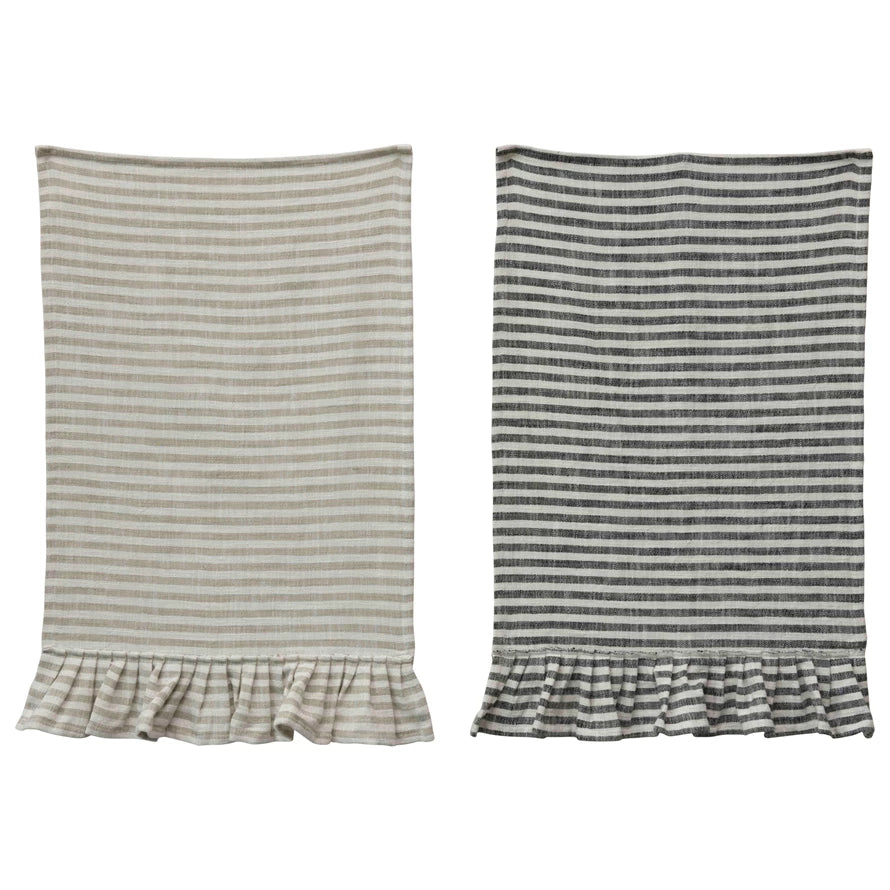 Striped Tea Towel With Ruffles