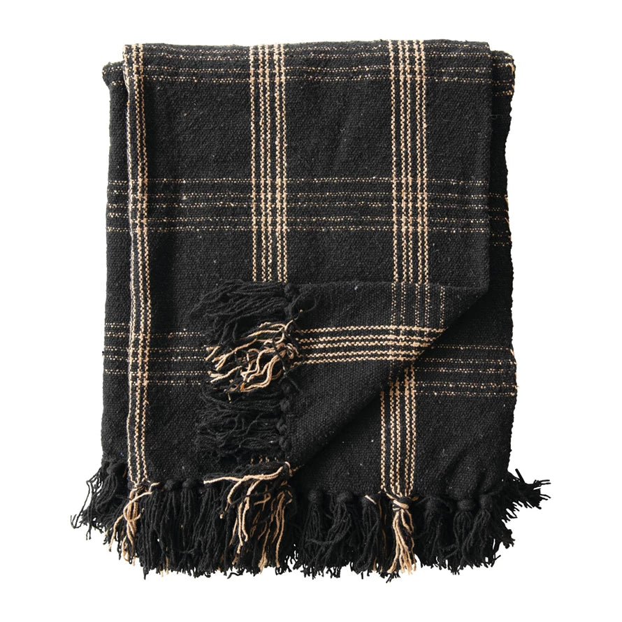 Black and Tan Plaid Throw