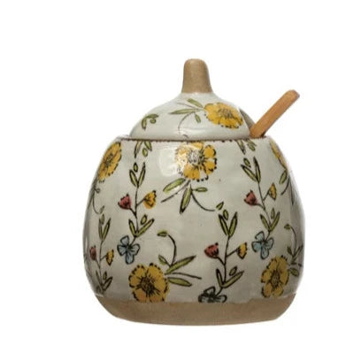 Yellow Floral Sugar Pot