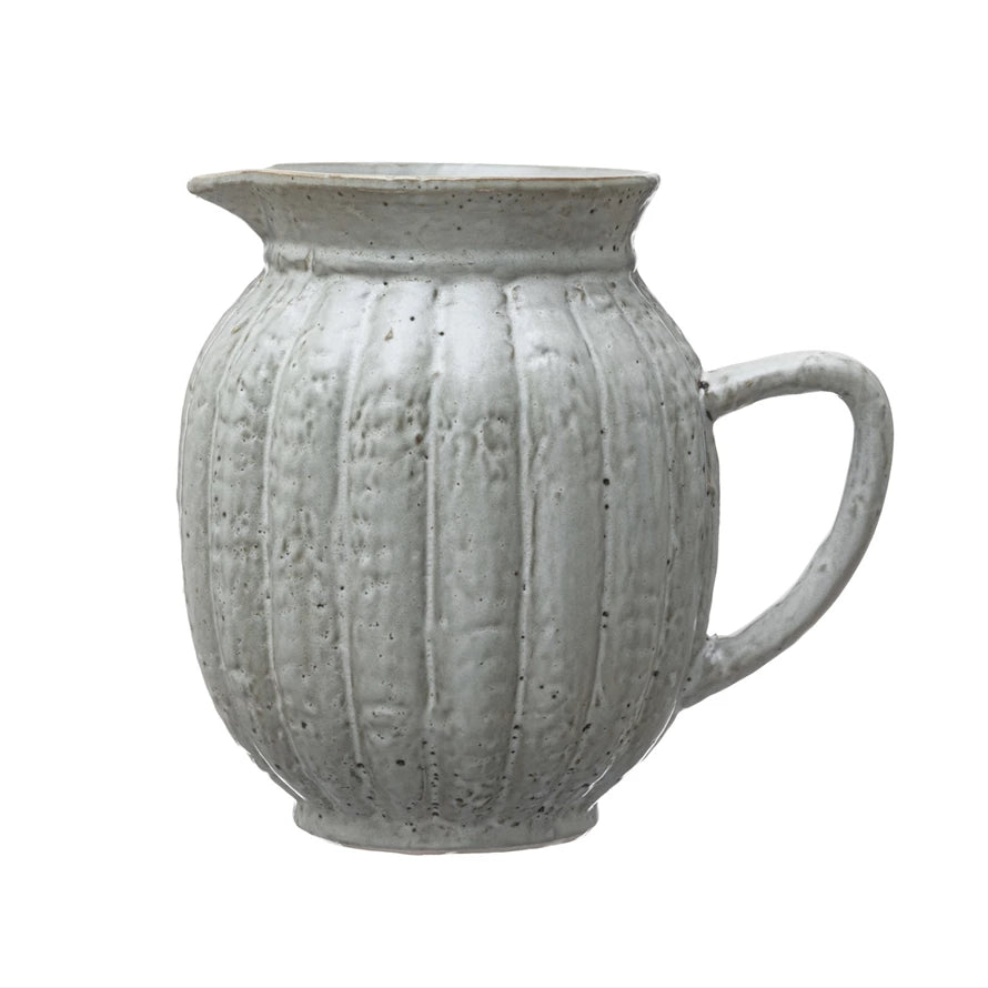 White Fluted Stone Pitcher