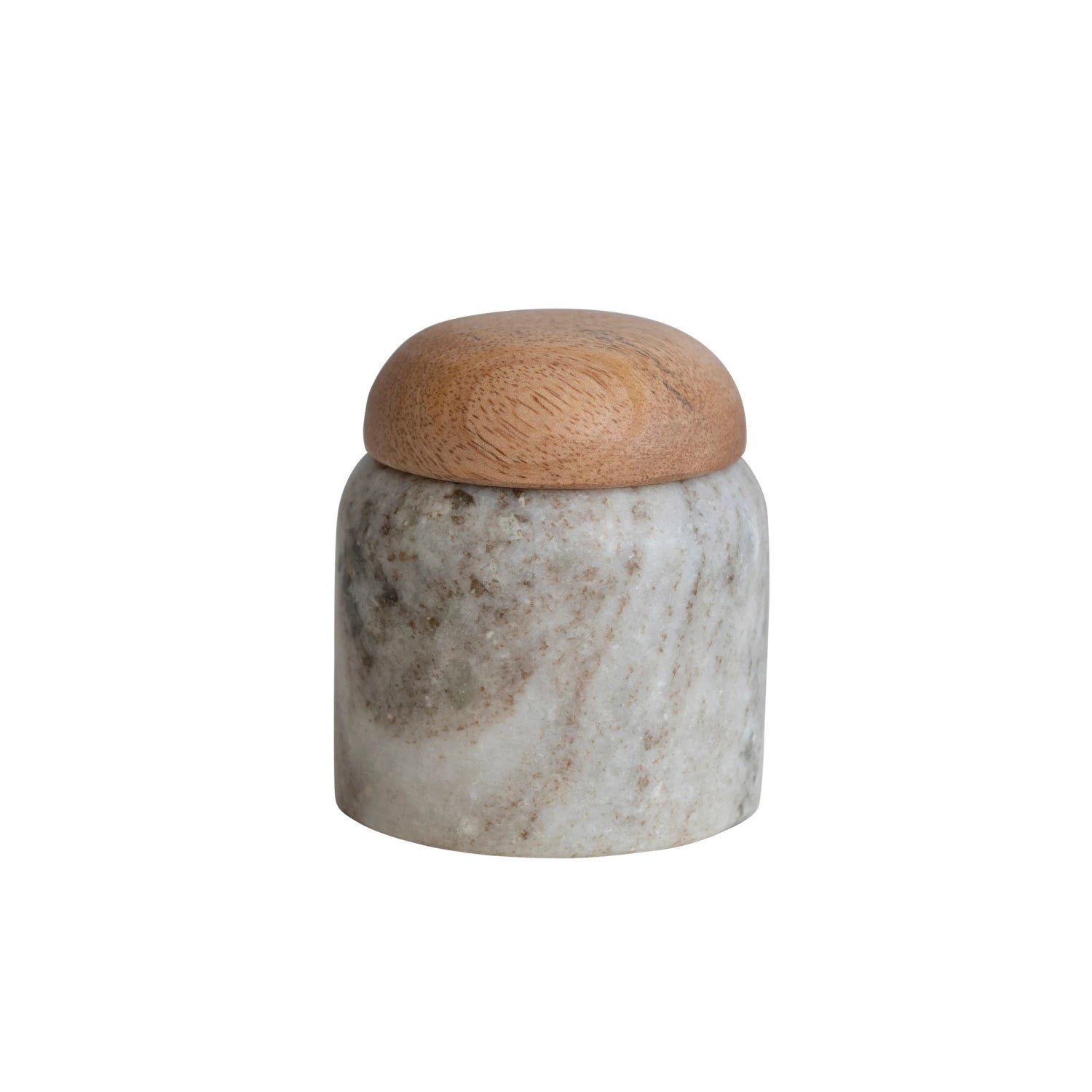 Buff & Natural Marble Canister with Wood Lid
