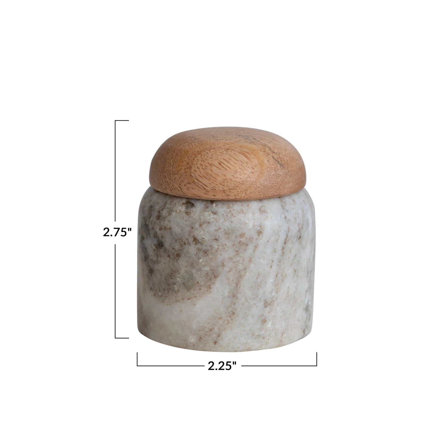 Buff & Natural Marble Canister with Wood Lid