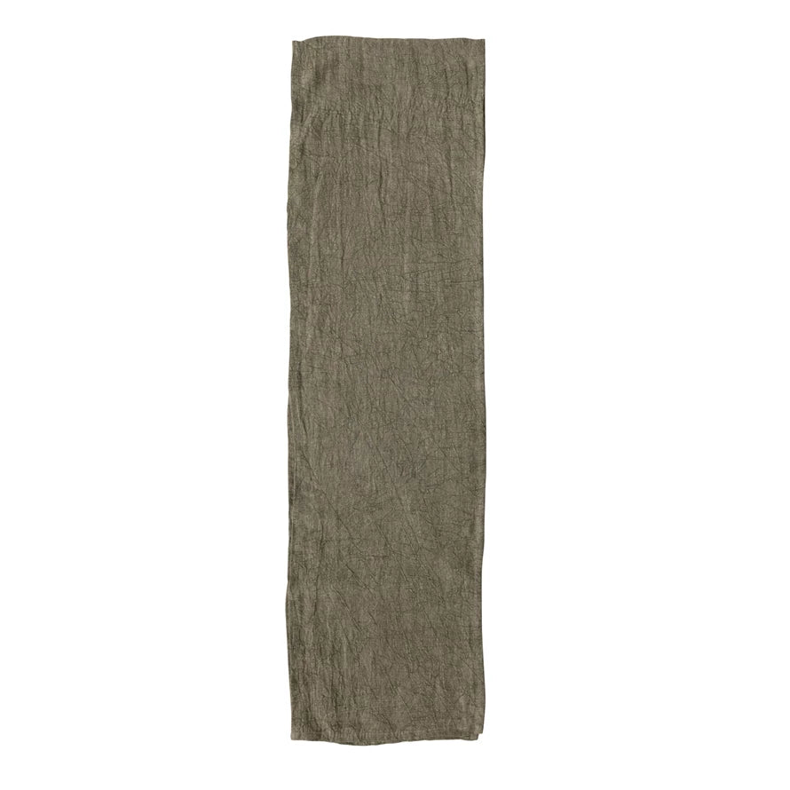 Stonewashed Olive Table Runner