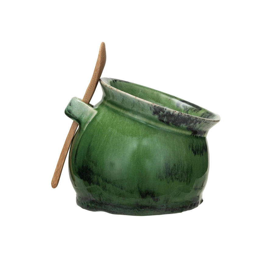 Green Salt Dish & Spoon